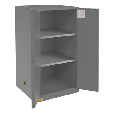 FM Approved, Flammable Storage Cabinet, 60 Gallon, 2 Doors, Manual Close, 2 Shelves, Gray